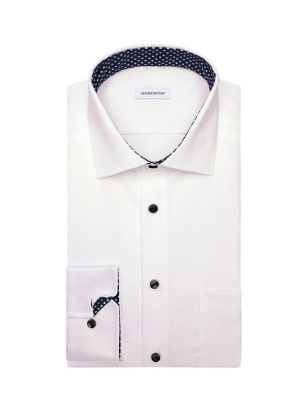 Camicia Seidensticker MODERN TWILL bianco con Business Kent collar in taglio moderno