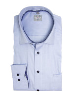 Chemise Marvelis COMFORT FIT UNI POPELINE bleu clair avec col Nouveau Kent en coupe classique