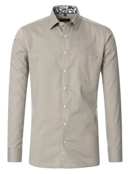 Camisa Redmond MODERN FIT ESTRUCTURA beige con cuello Kent de corte moderno