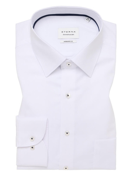 Camisa Eterna MODERN FIT NATTÉ blanco con cuello Kent de corte moderno