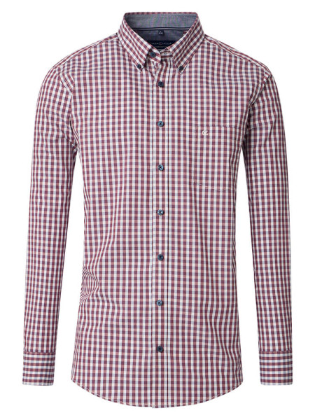 Camisa CasaModa COMFORT FIT EASY CARE rojo con cuello Button Down de corte clásico