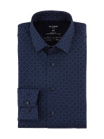 Olymp overhemd LUXOR modern fit JERSEY donkerblauw met Nieuw Kent-kraag in moderne snit