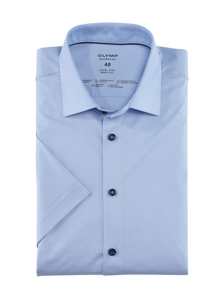 Camisa Olymp LEVEL 5 JERSEY azul claro con cuello New York Kent de corte estrecho