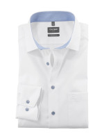 Camicia Olymp LUXOR modern fit FAUX UNI bianco con Global Kent collar in taglio moderno