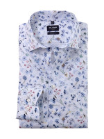 Camisa Olymp LUXOR modern fit PRINT blanco con cuello Global Kent de corte moderno