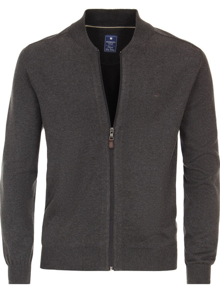 Redmond cardigan REGULAR FIT MELANGE anthracite with Stand-up collar collar in classic cut