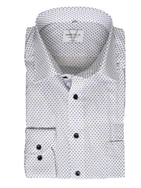 Chemise Marvelis MODERN FIT UNI POPELINE bleu clair avec col Nouveau Kent en coupe moderne