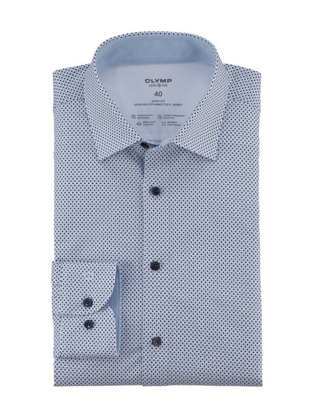 Olymp shirt LEVEL 5 JERSEY white with New York Kent collar in narrow cut