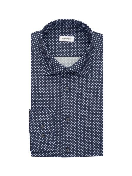 Camisa Seidensticker SLIM TWILL azul oscuro con cuello Business Kent de corte estrecho