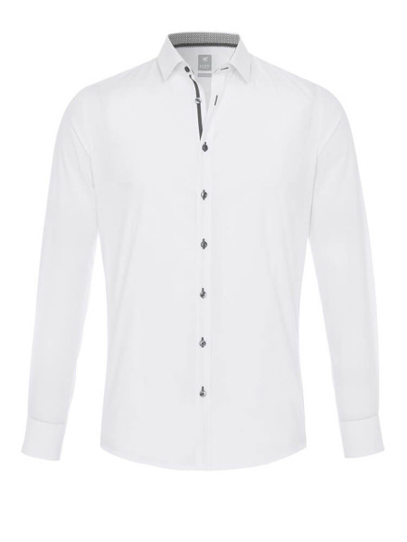 Camisa Pure EXTRA SLIM UNI STRETCH blanco con cuello Kent moderno de corte súper estrecho