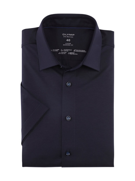 Camisa Olymp LUXOR modern fit JERSEY azul oscuro con cuello Nuevo Kent de corte moderno