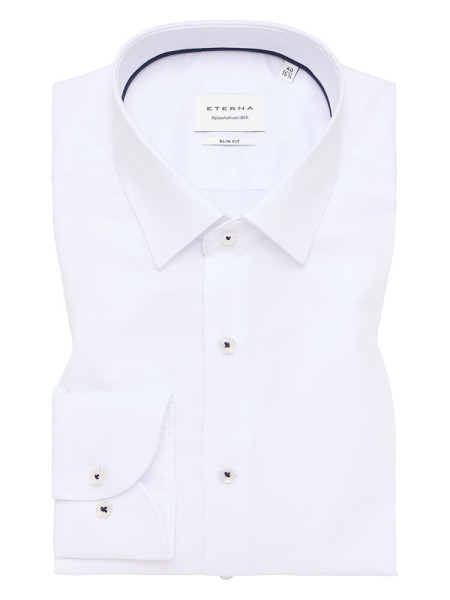 Camisa Eterna SLIM FIT NATTÉ blanco con cuello Kent de corte estrecho