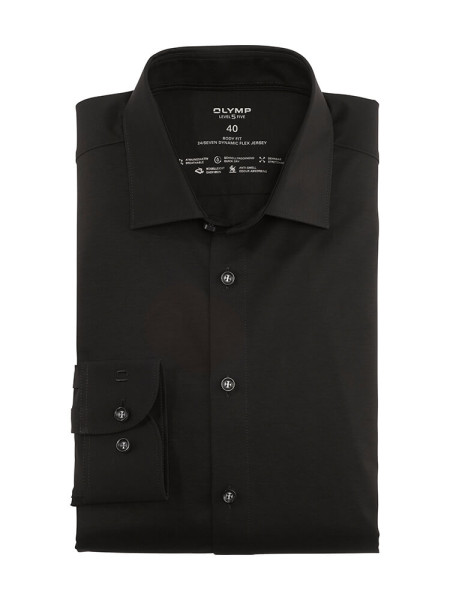 Camicia Olymp LEVEL 5 JERSEY nero con New York Kent collar in taglio stretto