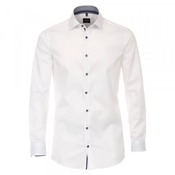 Venti shirt BODY FIT TWILL white with Kent collar in narrow cut