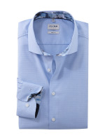 Camisa Olymp LEVEL 5 FAUX UNI azul claro con cuello Royal Kent de corte estrecho