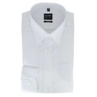 Camisa OLYMP Level Five body fit UNI POPELINE blanco con cuello New York Kent de corte estrecho