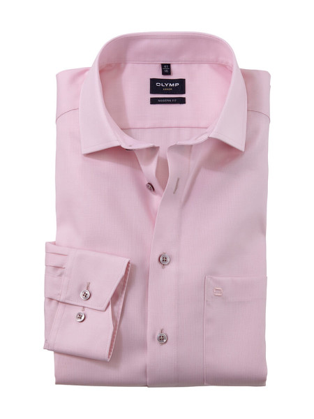 Olymp shirt LUXOR modern fit FAUX UNI pink with Global Kent collar in modern cut