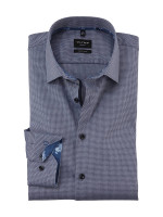 Camisa Olymp NO. SIX FAUX UNI azul oscuro con cuello New York Kent de corte súper estrecho