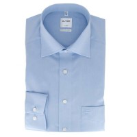 Camisa OLYMP Luxor comfort fit CHAMBRAY azul claro con cuello Nuevo Kent de corte clásico