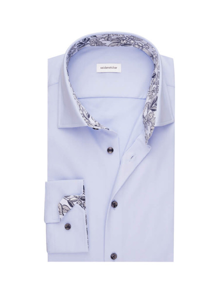 Camisa Seidensticker SLIM TWILL azul claro con cuello Business Kent de corte estrecho