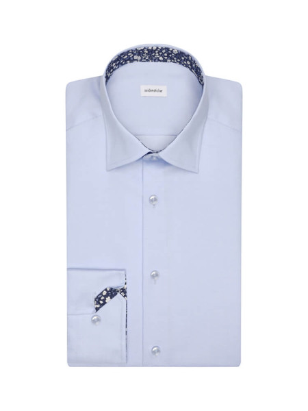 Camicia Seidensticker MODERN TWILL azzurro con Business Kent collar in taglio moderno