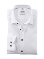 Camisa Olymp LEVEL 5 NATTÉ blanco con cuello New York Kent de corte estrecho