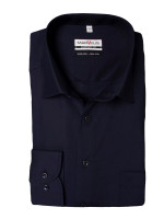 Marvelis overhemd COMFORT FIT UNI POPELINE donkerblauw met Nieuw Kent-kraag in klassieke snit