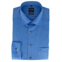 Camisa OLYMP Luxor modern fit CHAMBRAY azul medio con cuello Nuevo Kent de corte moderno