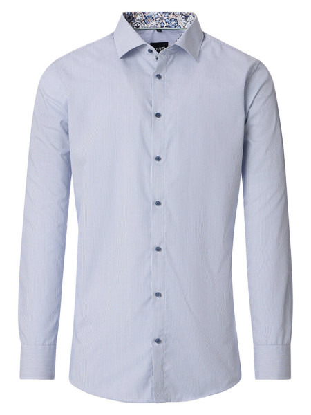 Camisa Venti MODERN FIT ESTRUCTURA azul claro con cuello Kent de corte moderno