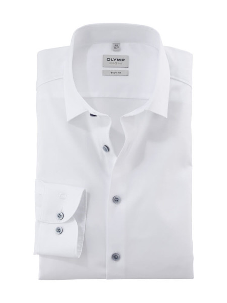 Olymp shirt LEVEL 5 FAUX UNI white with New York Kent collar in narrow cut