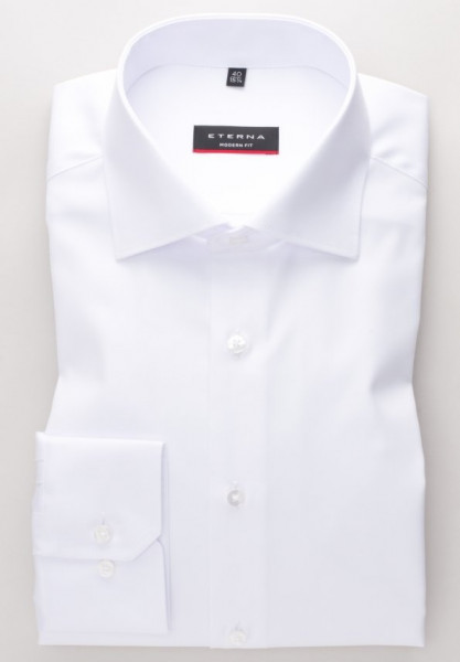 Camicia Eterna MODERN FIT TWILL bianco con Kent classico collar in taglio classico