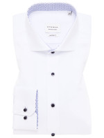 Camisa Eterna MODERN FIT UNI POPELINE blanco con cuello Seccionado de corte moderno