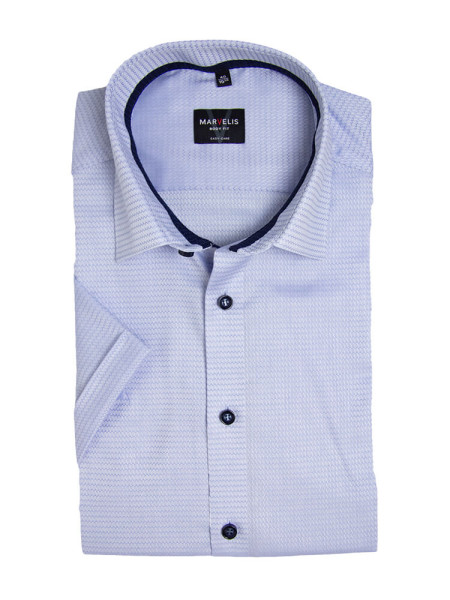 Camisa Marvelis BODY FIT ESTRUCTURA azul claro con cuello New York Kent de corte estrecho