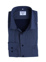 Camisa Marvelis MODERN FIT UNI POPELINE azul oscuro con cuello Nuevo Kent de corte moderno