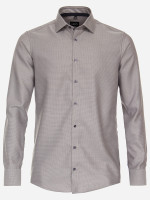 Camisa Venti MODERN FIT ESTRUCTURA beige con cuello Kent de corte moderno