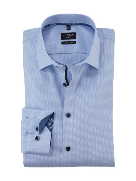 Olymp shirt NO. SIX FAUX UNI light blue with New York Kent collar in super slim cut