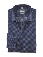 Camisa Olymp LEVEL 5 PRINT azul oscuro con cuello Kent moderno de corte estrecho