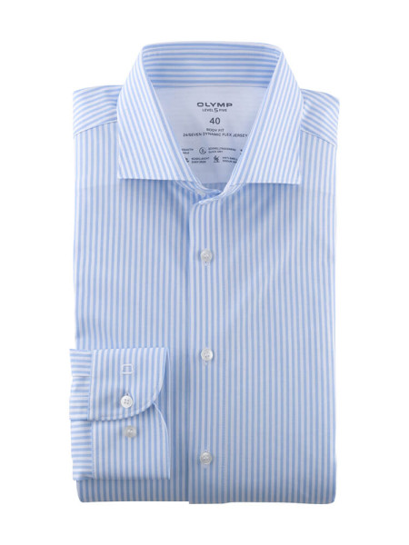 Chemise Olymp LEVEL 5 JERSEY bleu clair avec col Kent moderne en coupe étroite