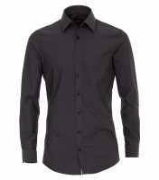 Venti shirt BODY FIT UNI POPELINE anthracite with Kent collar in narrow cut