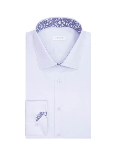 Camicia Seidensticker SLIM TWILL azzurro con Business Kent collar in taglio stretto